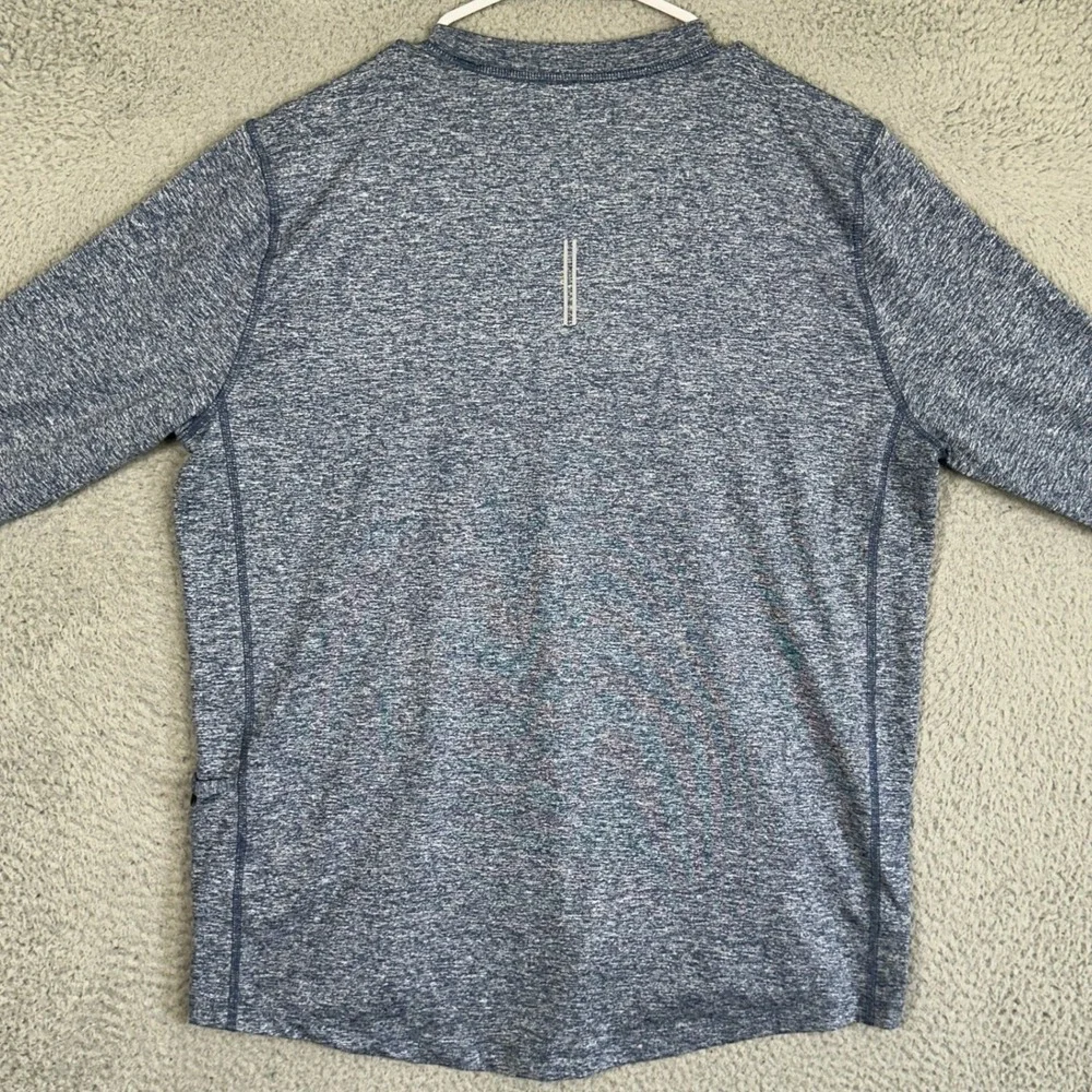 Nike Running Shirt Mens Large Blue Dri-Fit Salt Pepper Activewear Long Sleeve